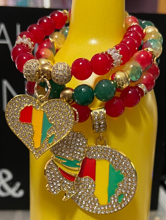 African themed 3 strand bracelet set