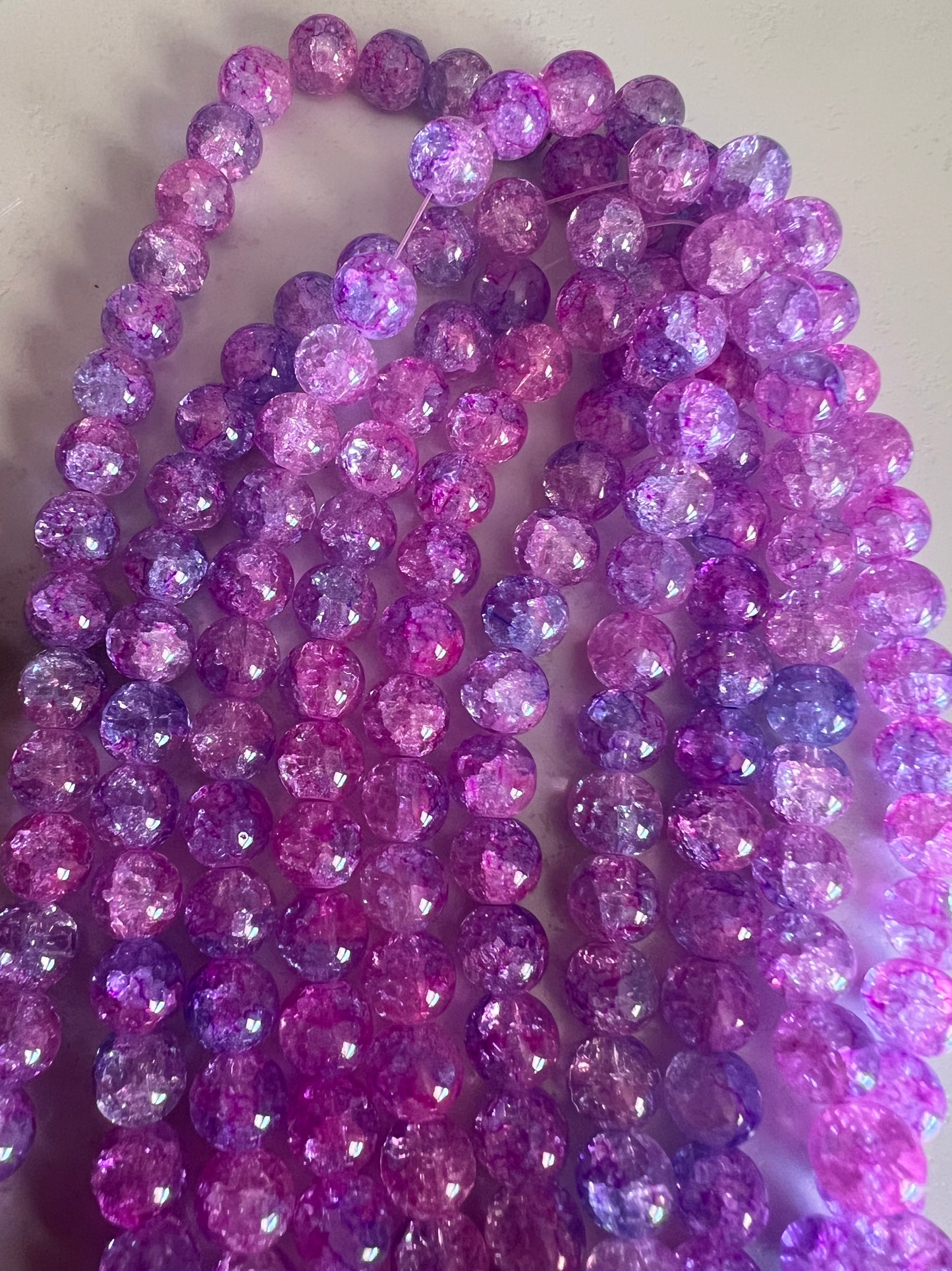10mm AAA Quality Glass Crackle Beads & Clear Glass Beads
