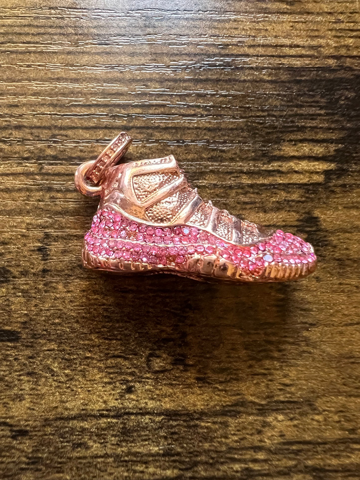 Rhinestone Jordan Gym Shoe Charm (Rose Gold Accent Colors)