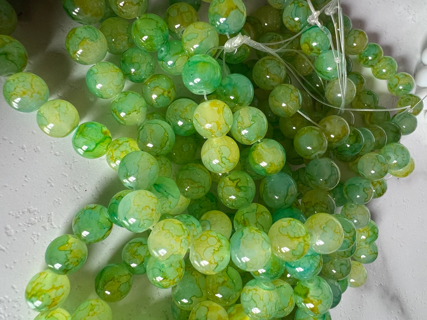 10mm Dragon Vein Designed Glass Beads
