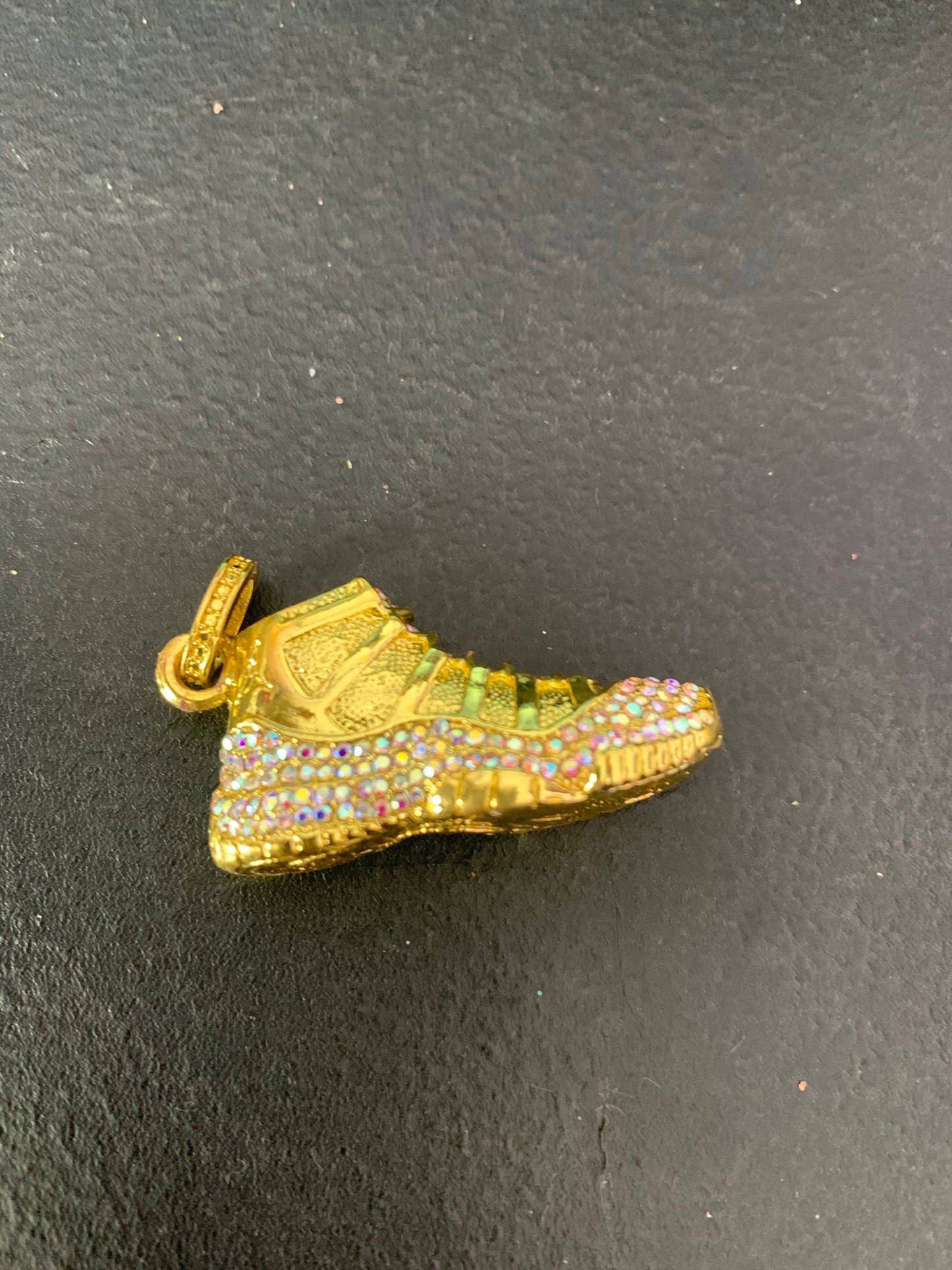 Rhinestone Jordan Gym Shoe Charm (Gold Accent Colors)